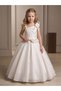 Girl's Flower Detailed Stone Embellished Princess Evening Dress