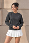 Women's Long Sleeve Comfort Smoked Loose Sweatshirt - 3