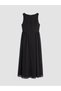 Black Glitter Chiffon Midi Dress - 6