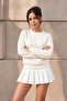 Women's Long Sleeve Comfort Ecru Loose Sweatshirt - 2