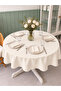 Aura Liquid-Proof Wrinkle-Free Ruffled Tablecloth Ecru - 3