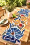 Bohemian Flowers Silhouettes Patterned Runner/Tablecloth/Placemat