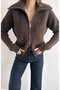 Double Zipper High Collar Wool Blend Knitwear Cardigan - 3