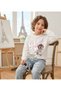 Girl's Sweatshirt Little Girl Heart Patterned White Long Sleeve
