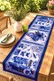 Saks Blue Flowers Patterned Runner / Tablecloth / Placemat