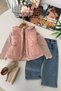 Rabbit Embroidery Detailed Inflatable Vest Girls' Knitwear 3-Piece Set - Powder - 5