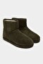 Nemesis Khaki Suede Genuine Leather Flat Sole Plush Lined Women's Ankle Boots - 4