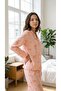 Women's Orange White Striped Bow-Heart Patterned Winter Pajama Set - 3