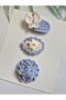 Blue Color Baby Gift Hairless or Low Hair Newborn Baby Hairpin 3-Piece Baby Mevlüt Gift Handmade Knitted Organic Baby Hair Accessories - 5