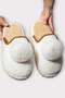 Women's Pompom Belted Non-Sound Thick Sole Winter House Slippers White - 3