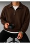 Coffee Color Stand Collar Plain Oversize Pullover Sweatshirt