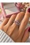 Silver Color Pink Purple Stone Flower Detailed Openable Adjustable Ring – Elegant Sparkling Women's Ring - 2