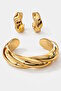 Gold Color Mica Bracelet and Earring Set - 3
