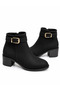 Women's Emerald Smoked Thermo Sole Boots with Belt Detail, Side Buckle and Zipper, Stylish Heeled Boots