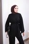 طقم مودال أسود مطرز مع بنطلون تونيك - 4