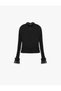 X Selected by Melis Ağazat - Lace High Neck Textured T-Shirt Slim Fit Long Sleeve - 2