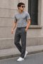 Men's 4-Piece Navy Blue-Smoked Gray-Black Side-Piped Baggy Sweatpants Comfortable Fit - 5