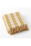 100% Cotton Karatezgah Woven Mustard Double Pique 200X240 cm Checkered Fringed Tv Blanket Sofa Shawl - 8
