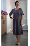 Smoked Short-Sleeved Hollow-Out Neckline Knee-Length Combed Viscose Dress