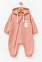 Unisex Baby 100% Cotton Hooded Llama Printed Pink Zippered Jumpsuit - 3