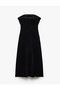 Slim Fit Strapless Sleeveless Long Bodycon Evening Dress Velvet Dress - 2