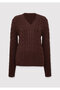 Silk Blend V-Neck Brown Sweater Slim Fit / Narrow Cut 1710720-88083 - 6