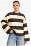 Women's Thick Striped Crew Neck Oversize Sweatshirt