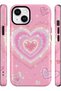 iPhone 15 Compatible - Pink Heart, Double Layer Cover, Glossy Surface Protective Case - 2