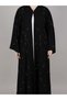 Black Korean Nida Contrast Embroidered Abaya - 3
