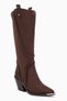 Gertie Brown Suede Western Women's Boots with Stitching Detail - 2