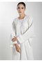 Soft White Linen Pleated Shimmer Abaya - 3