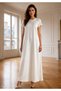 Satin Silk Under Abaya Dress I Off White, Short Sleeve, Maxi Length