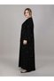 Black Korean Nida Contrast Embroidered Abaya - 2
