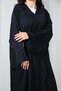 Embroidered Black Nida Abaya with Leaf Laser Cut Style and Sheila