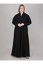 Lapel Collar Black Pocket Abaya with Pockets