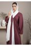 Soft Maroon Lenin Pleated Shimmer Abaya - 2