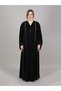 Black Nida Zig Zag Embroidery lines Abaya