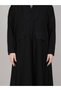 Lapel Collar Black Pocket Abaya with Pockets - 3