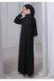 Black Kids Abaya with Matching Hijab for Girls Korean Nida Fabric Modest Islamic Dress 9 Colors - 2