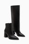 Leah Black Leather Removable Heel 2-in-1 Heeled Women's Boots & Boots with Heels