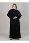 V-Neck Black Nida Embroidered and Lace Abaya