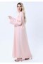 Pink Abaya with Ornate Silver Sequined Sleeve Embellishments - 2