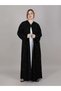 Black Korean Nida Contrast Embroidered Abaya