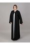 Black Korean Nida Open Abaya With Thread Work - 3