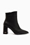 Leah Black Leather Removable Heel 2-in-1 Heeled Women's Boots & Boots with Heels - 2