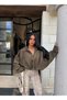Khaki Balloon Sleeve Suede Jacket
