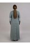 Grey Crushed Linen Threadwork Abaya - 4