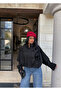 Black Balloon Sleeve Suede Jacket