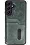 Samsung Galaxy A16 5g Compatible Case Sara Leather Case with Business Card Holder - Dark Green - 6