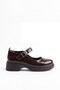 Women's Brown Patent Leather Buckle Mary Jane Loafer Moccasin Ballerina Casual Shoes 981 - 2